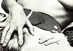 Hairy brunette is sucking her lover's dick and facesitting him, because it feels so fucking good