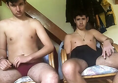 Watching and jerk off to porn with a friend