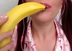 Flirty ASMR Banana Sucking Video