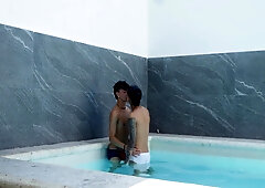 Slim Rich And Sebastian Jed - Poolside Bareback Fucking With Latino Boys Slim & Sebastian