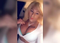 Hot TransGirl Spandex Bulge Tease in Car