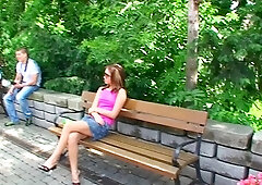 Fashionable babe in out door sex session