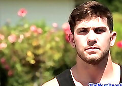 Athletic hunk shows round ass and wanks solo