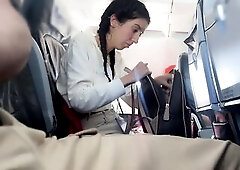 Public Weenie Flashing in Airplane - Beauty Brought Me To Cum In two Minutes