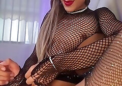 kim fishnet cum
