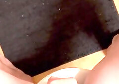 Desperate to piss can’t pull trousers down, man pisses trousers at wc, wanks off and ejaculates