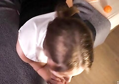 Hot nun sucking my dong and swallowing cum.