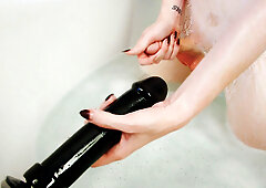 Huge black dildo in shemale ass