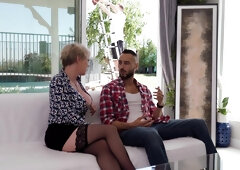 Lewd mommy gangbang thrilling porn scene