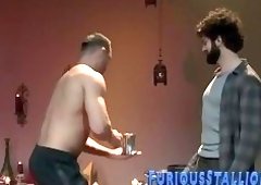 Buff dude jizzes on hobo