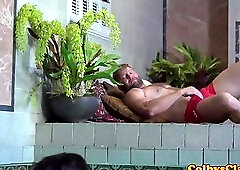 Cocksucking inked jock railing bottoms ass