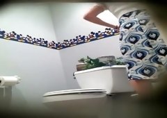 Compilation of women caught peeing in bathroom