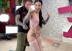 Morea Black, Nikolaz Zpageti And Lily Lu In Tattooed Vixen Teased On Behind The Scene Then Rode Hard Anal & Fed Straight From Her Ass