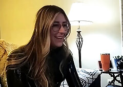 Cute blonde teen in blue panties masturbation on webcam