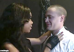 Massive butt black t-girl Hawt Jade visits five star club in rich part of town and picks up bartender Rocky then ties up and anal bangs him