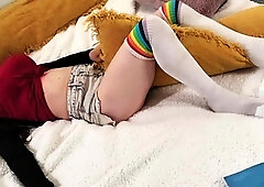 Ebony stunning amateur teen party babes eat and ride cock