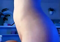 Cute Tgirl fucks sex toy and cums