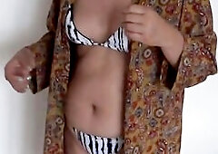 On the beach, my ally's stepson jerks off looking at me in a bikini and craves to bang me