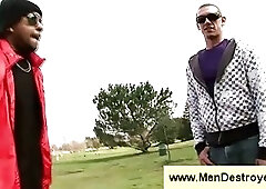 White guy plays with a long black schlong