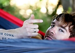 Horned-up hunters Mark Long and Christian Cayden fuck in the woods