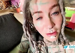 Crempie my Pussy - Tattoo gal gets a large load