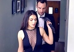 Sultry brunette gets a taste of Alex's pecker