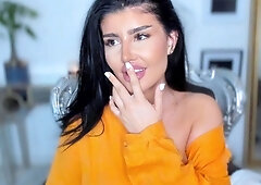 Cute curly brunette solo webcam masturbation