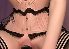 Ella In a Corset, Caged, and Dildoed