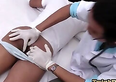 Home Asian twink enjoys bareback anal with his doctor