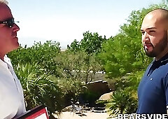 Sexy jockstrap wearing bear Dale Savage fucked hard bareback