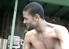 Nice-looking playgirl loves it when a massive pole fills her throat outdoors.