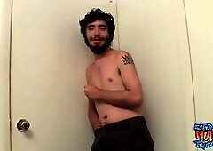 Straight hunk Samuel Phatom shoots a huge load while stroking his cock