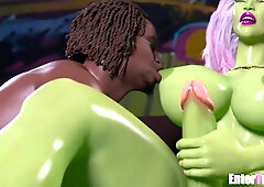 Futa Alien gets group-fucked by BIG BLACK COCK2