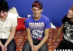 Twinks have a hardcore double penetration threesome after oral foreplay