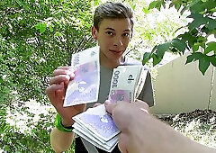 Pasty blondie banging silly in an outdoor video