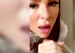 Chavvy little bitch gives sloppy blowjob!