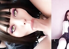Gothic girlfriend with ideal titties gives her butt to her lover - Masturbating with AI