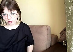 Impressive brunette hair in a t-shirt shows off her lush boobs