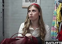 Ryan Mclane touching every inch of the shoplifter Winter Flynns naked body