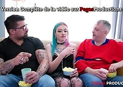 An Emo Babe Gets DPed Watching Hockey