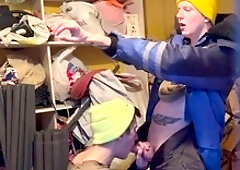 Stepdad caught - stepson and friend passionately kiss and then passionately fuck in the closet