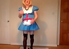 Gothic look lingerie strip in blue costume