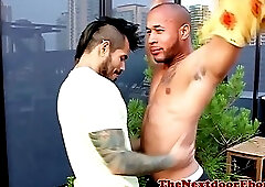 Muscular black hunk banging latino boyfriend