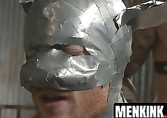 Submissive Damien Michaels taped to the wall and drilled deep by Seamus OReilly