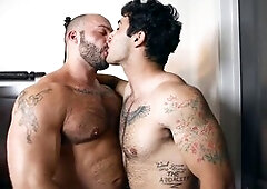 Hairy muscular, gay bodybuilder, muscle big dick