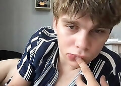 Young Russian Guy Stroking His Uncut Cock on Cam