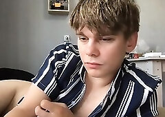 Young Russian Guy Stroking His Uncut Cock on Cam