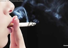 Breathtaking Russian hotty smokin' one cigarette in 4K by the sea, crisp visuals, soft light, carnal mood, detailed private close-ups