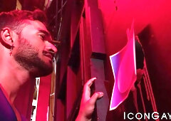 Hunk DILF Manuel Skye face fucking muscle Raj through gloryhole