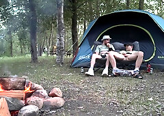 Sucking His Mushroom Head While Camping